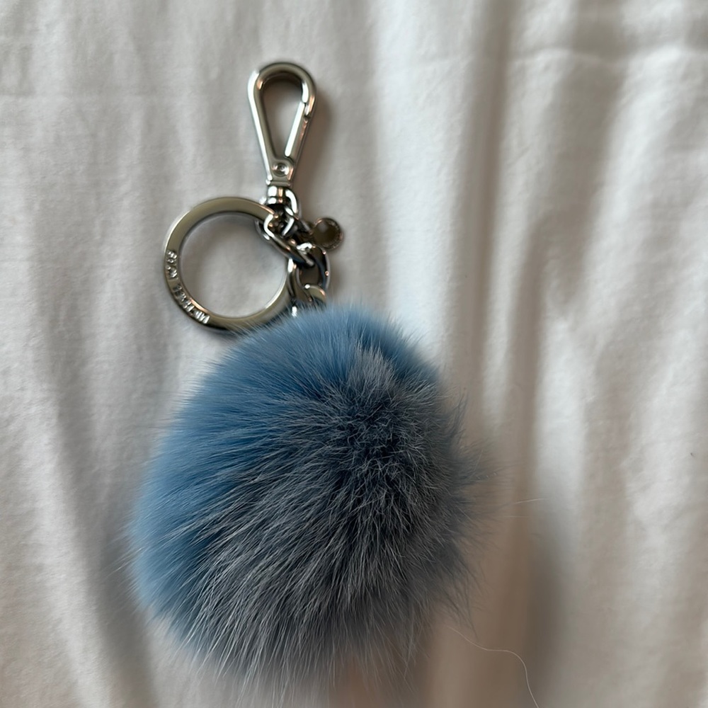 Michael kors small Pom key chain baby blue